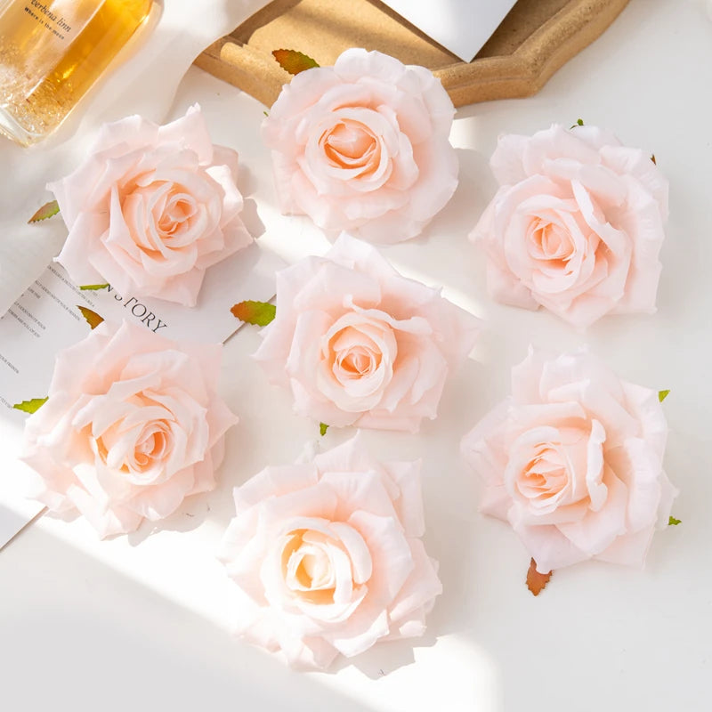Silk Rose Artificial Flower Heads – Wedding & Home Décor Artificial Flowers Babs Light Pink 30pcs