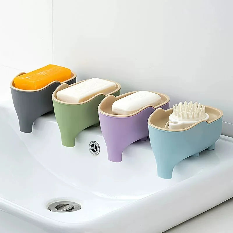 Elephant Double Layer Soap Dish – Cute Bathroom Soap Box Soap Dish Babs