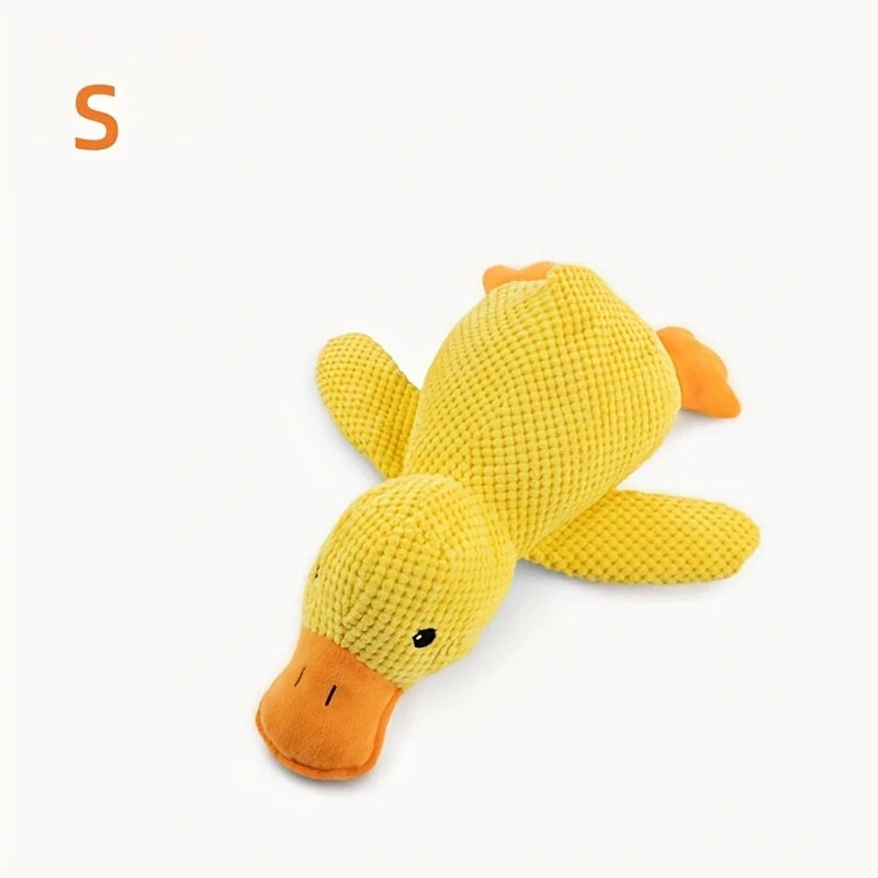 Yellow Duck Dog Calming Toy with Quacking Sound | Fleece Plush Plush Dog Toy Babs S