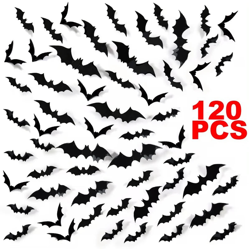 3D Black Bat Wall Stickers Halloween Decals – 12 to 120 Pcs Halloween Wall Decals Babs