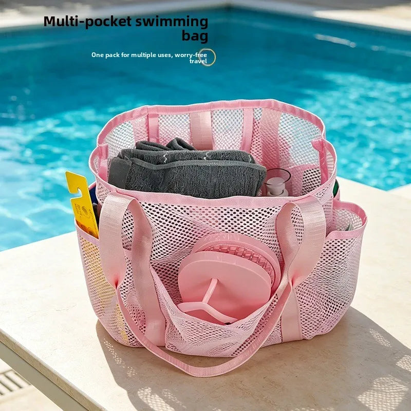 Mesh Beach Bag Large Capacity Multi-Pocket Tote Mesh Beach Tote Babs