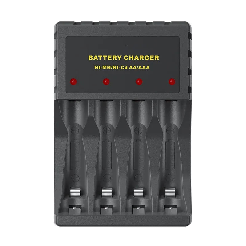 Smart 4-Slot AA AAA USB Battery Charger with LED Indicator Battery Charger Babs Black China Mainland