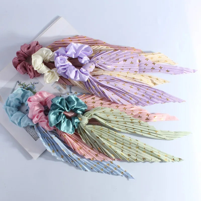 Retro Handmade Crinkle Linen Scrunchie Hair Tie for Women Crinkle Scrunchie Babs