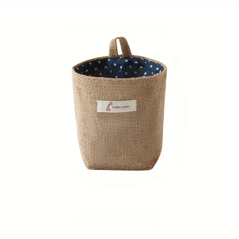 Cotton Linen Wall-Mounted Hanging Storage Basket & Door Pocket Hanging Storage Basket Babs B