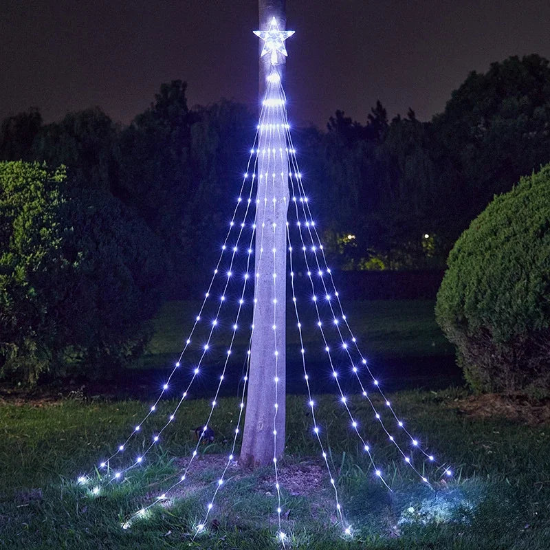 Christmas Tree Topper Star Waterfall Lights with Timer Holiday Fairy Lights Babs 03