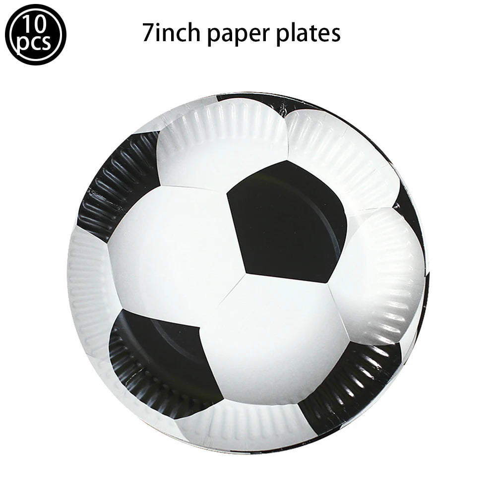 Soccer Theme 7th Birthday Party Decorations Set – Balloons & More Party Decoration Set Babs White 7inch plate As pictures show