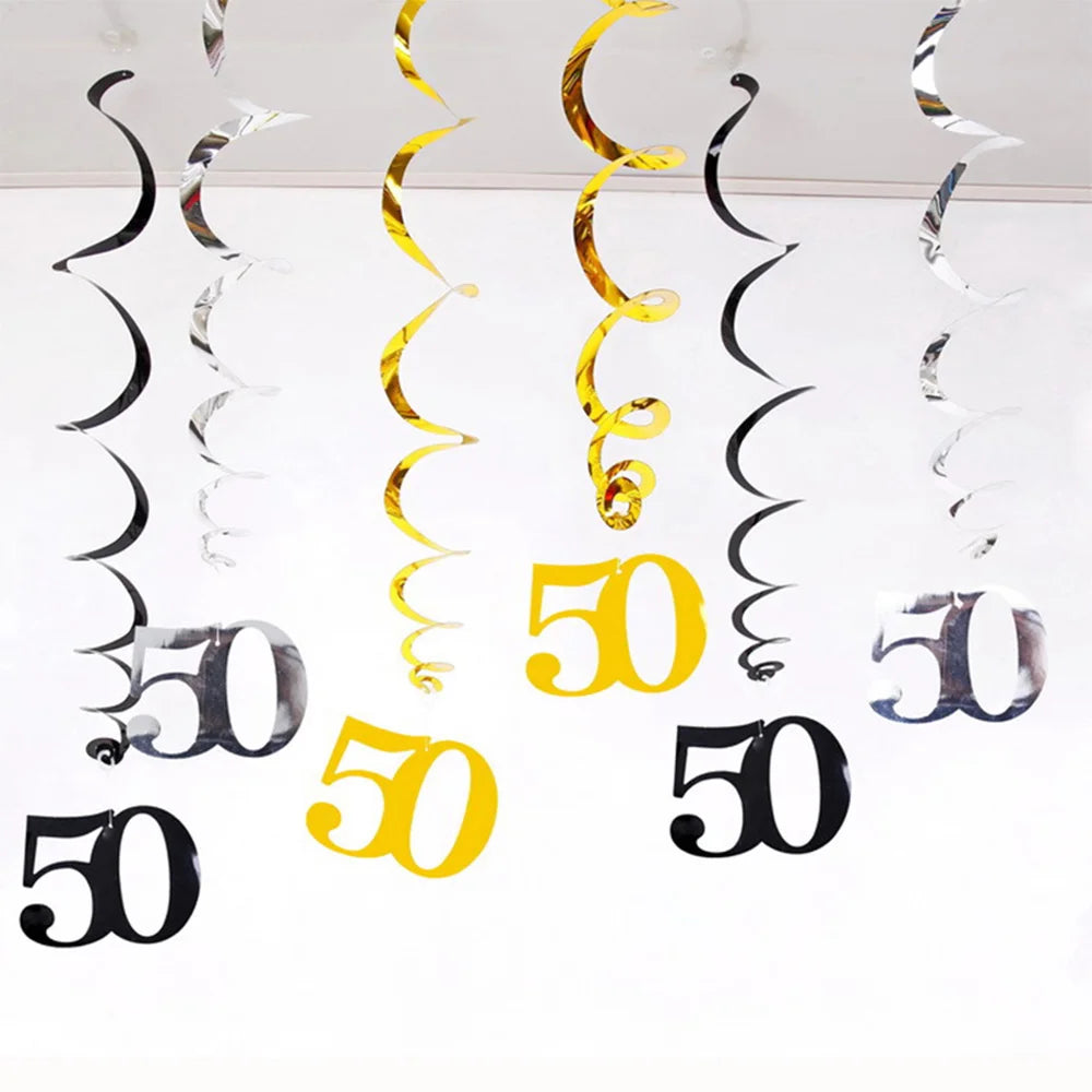 50th Birthday Party Decorations – Black & Gold Tableware Set Party Tableware Set Babs hanging decor