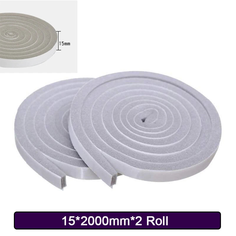 Foam Door & Window Sealing Strip – Self-Adhesive Weather Stripping Weather Stripping Tape Babs 1.5X200cmX2 Roll Gray