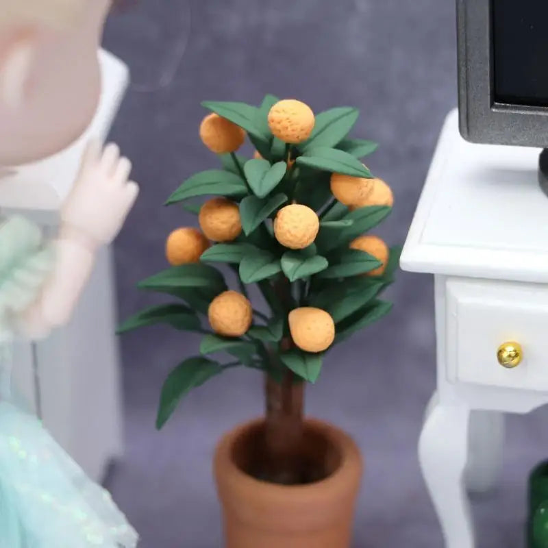 1:12 Miniature Orange Tree Potted Plant – Dollhouse Garden Decor Dollhouse Miniature Decor Babs