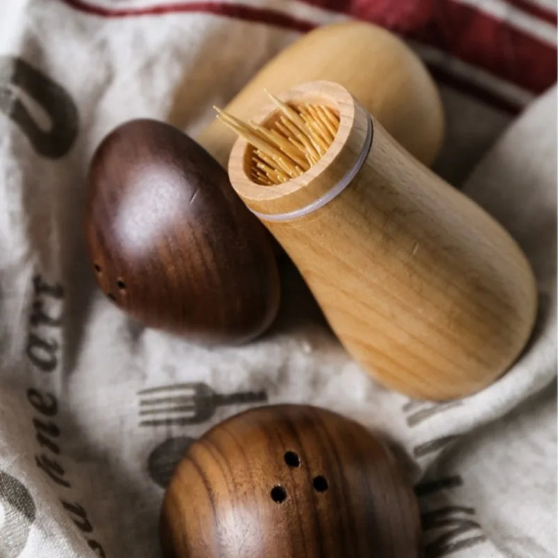Wooden Mushroom Toothpick Holder – Beech Wood Desktop Jar Toothpick Holder Babs