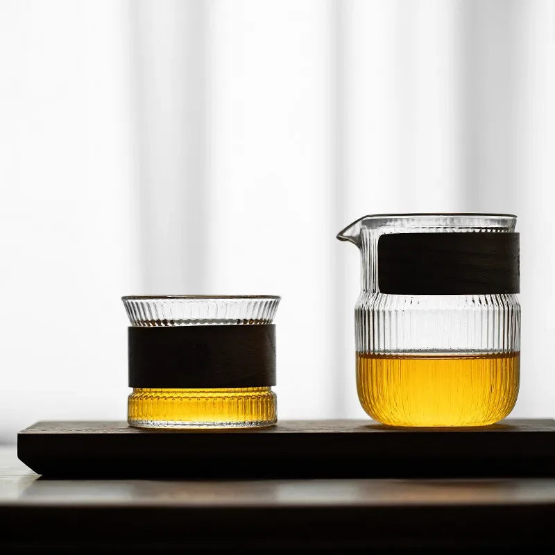 Glass Tea Cup with Walnut Wood Ring – Borosilicate Espresso Cup Glass Teacup Babs