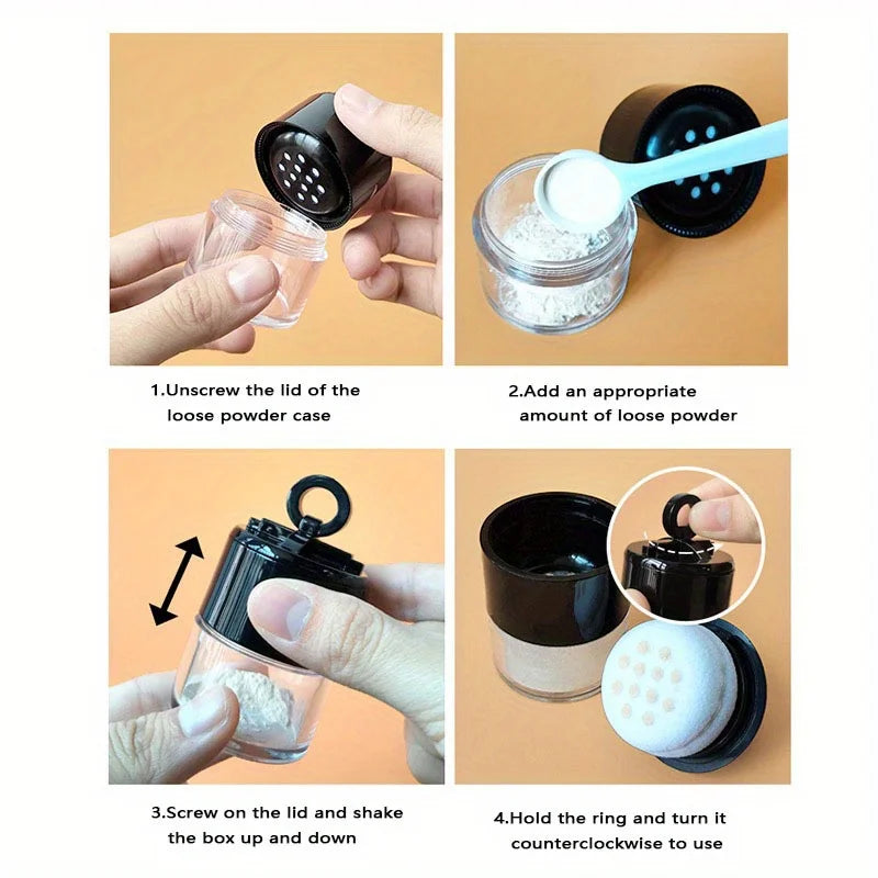 4PCS Mini Mushroom Head Loose Powder Case | Travel Mesh Container Powder Storage Case Babs