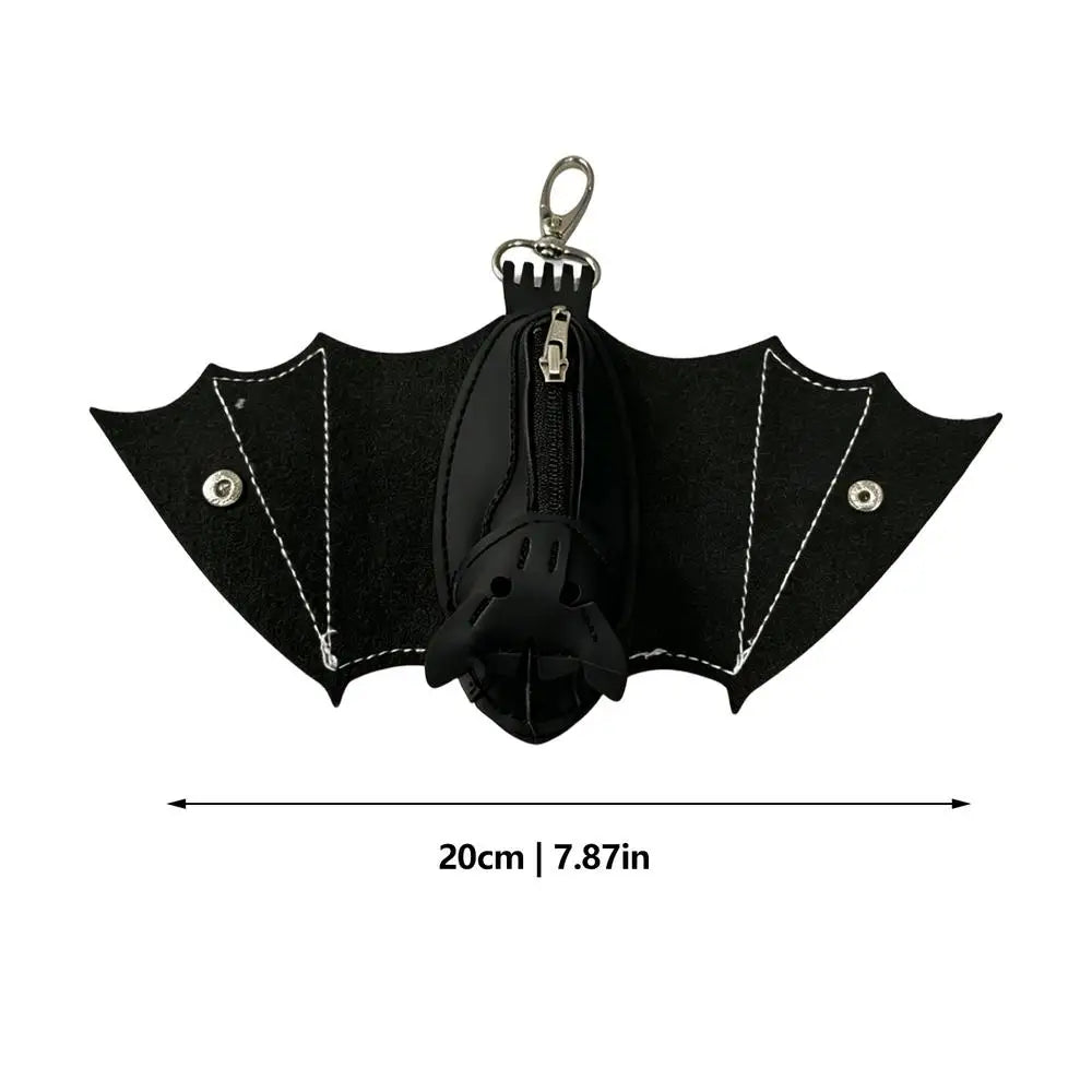 Gothic Bat Coin Purse PU Leather Keychain with Foldable Wings Gothic Coin Purse Babs 1pcs