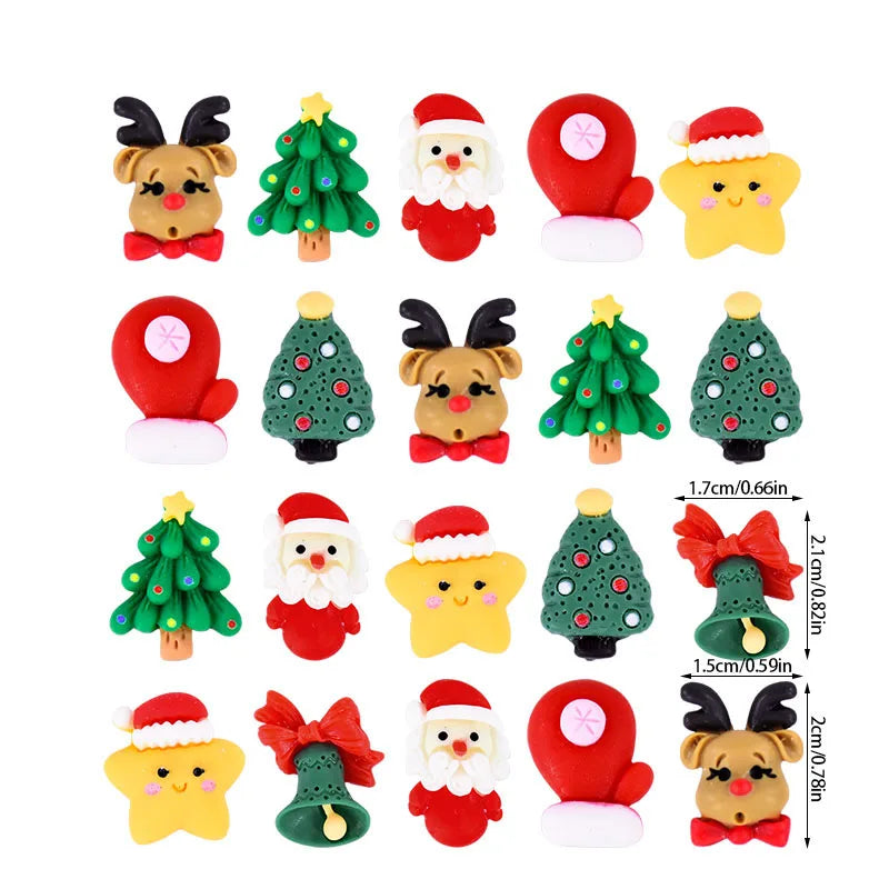 20pcs Mini Christmas Resin Cabochon Figurines – DIY Holiday Crafts Resin Craft Figurines Babs