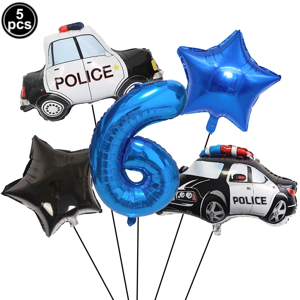 Police Theme Kids Party Supplies – Plates, Cups & Balloons Set Party Supply Set Babs Beige As pictures show