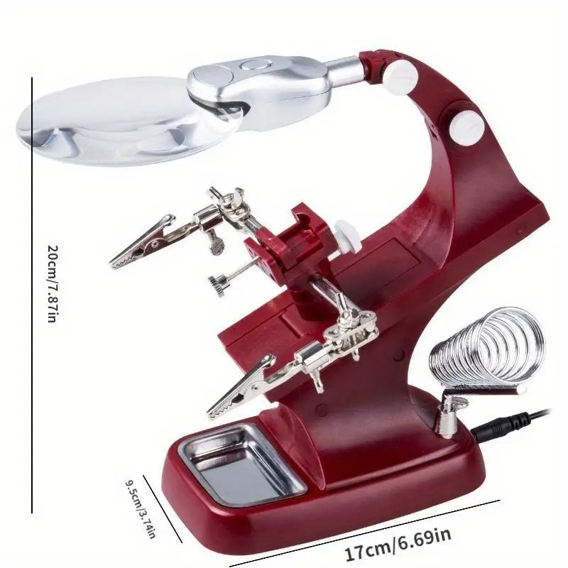 360° Rotating Repair Tool Table with Metal Magnifying Glass Rotating Repair Table Babs