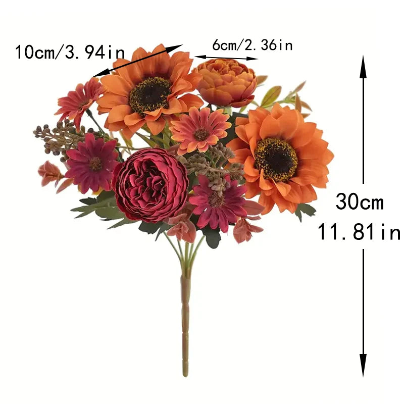 Silk Peony Sunflower Daisy Artificial Flowers – Home & Wedding Artificial Flower Stems Babs