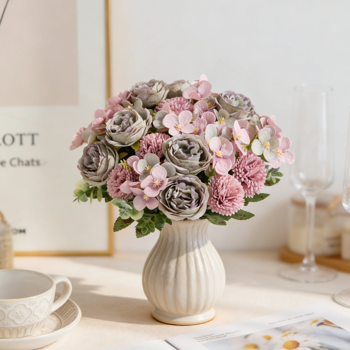 Silk Peony & Chrysanthemum Artificial Flowers | Wedding & Home Artificial Silk Flowers Babs