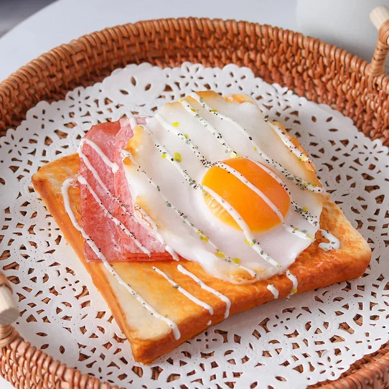 Fake Toast Egg Bread Prop – Realistic Food Decor & Kids Sketch Aid Fake Food Prop Babs