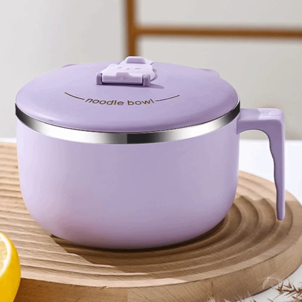 Japanese Stainless Steel Ramen Bowl 1300ml – Lid & Drain Hole Stainless Steel Bowl Babs Purple 1300ML