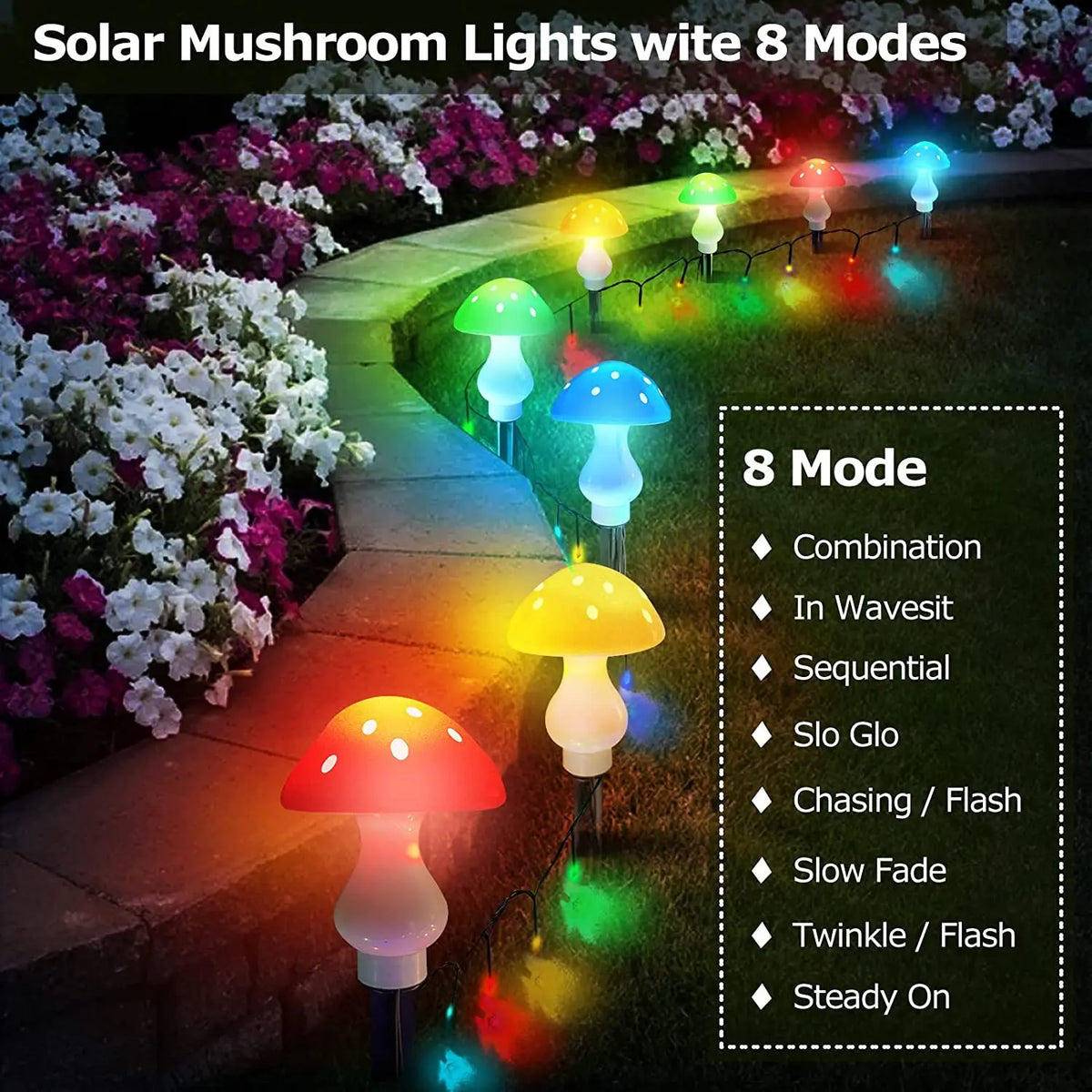 IP65 Solar Mushroom LED Garden Light – Auto On/Off Landscape Lamp Solar Garden Light Babs
