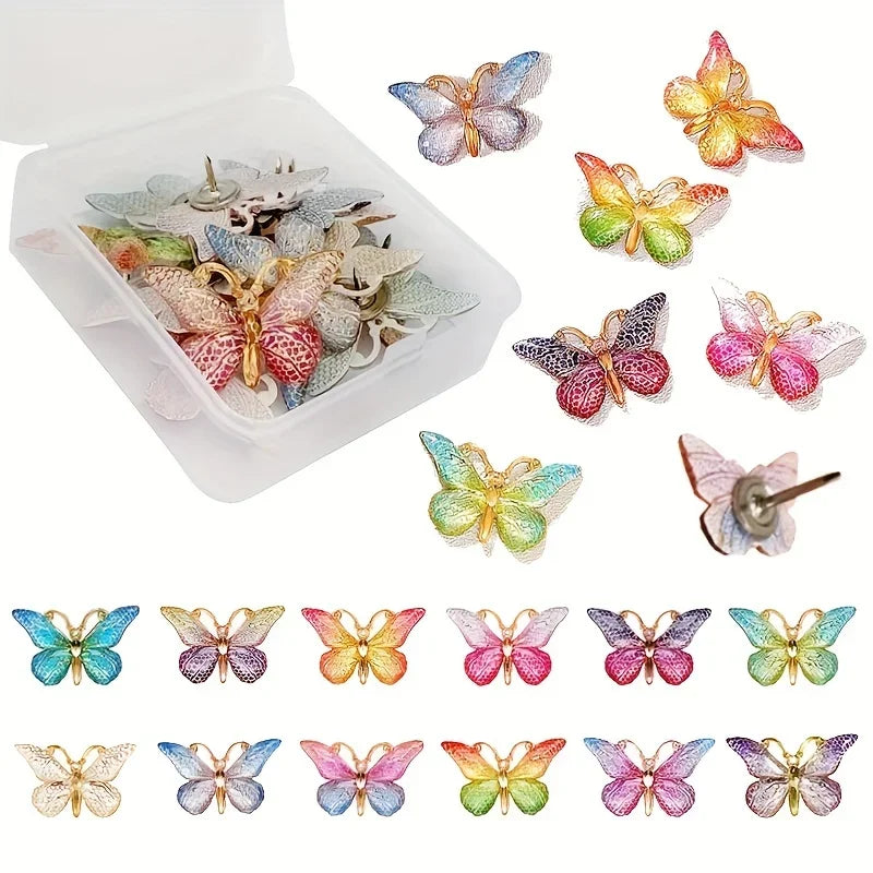 12pcs Kawaii Butterfly Push Pins | Decorative Bulletin Board Tacks Decorative Push Pins Babs Polychrome