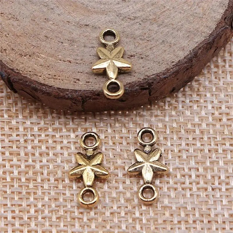 100Pcs Mini Star Connector Charms for DIY Bracelet & Necklace Jewelry Making Charms Babs Golden