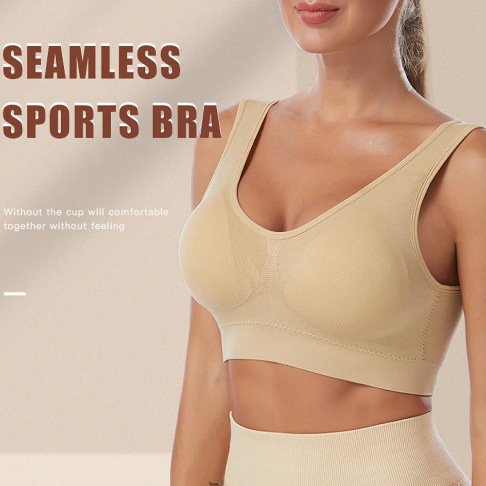 3-Pack Seamless Wireless Sports Bras with Removable Pads Sports Bra Set Babs