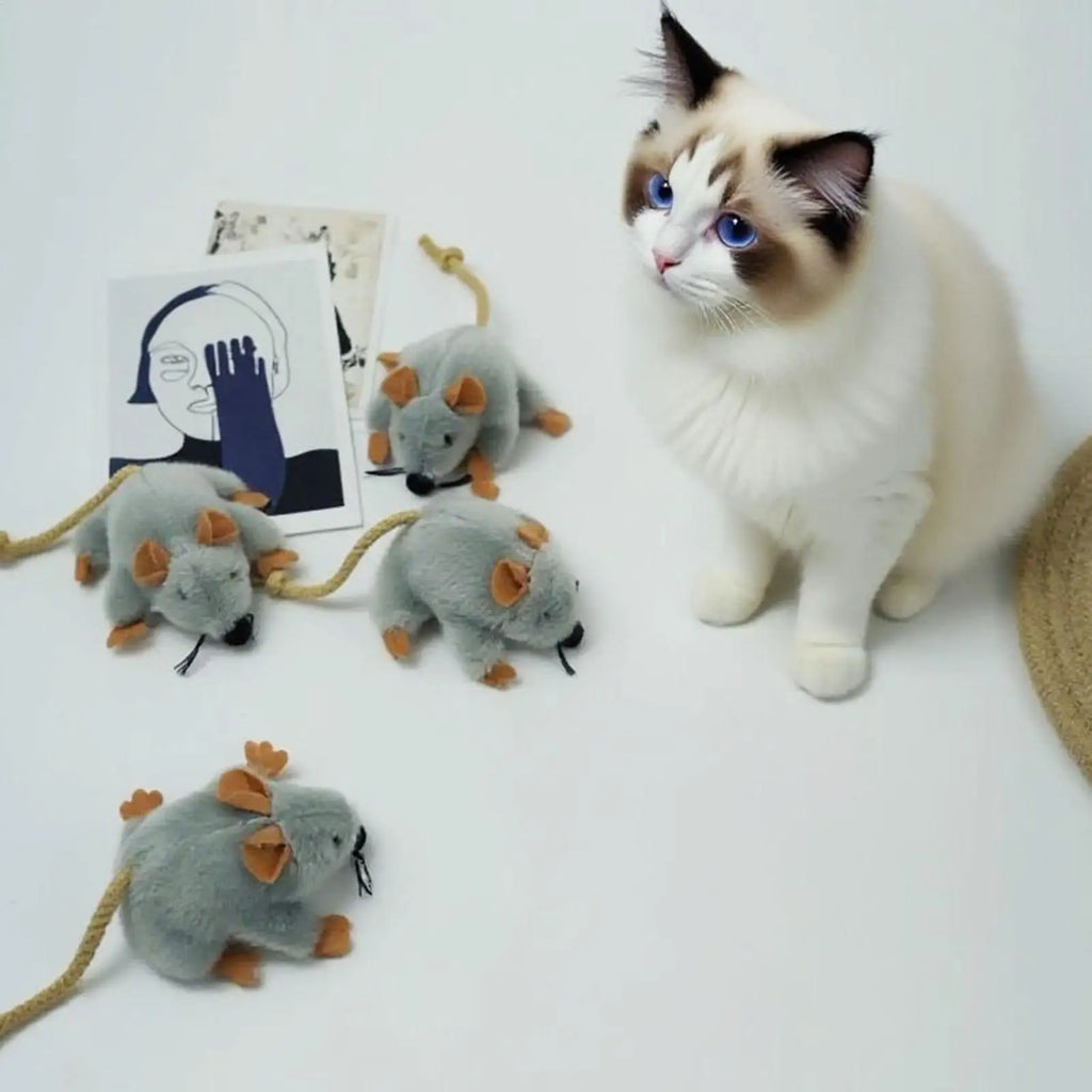Interactive Plush Mouse Cat Toy – Kitten Chew & Play Cat Plush Toy Babs