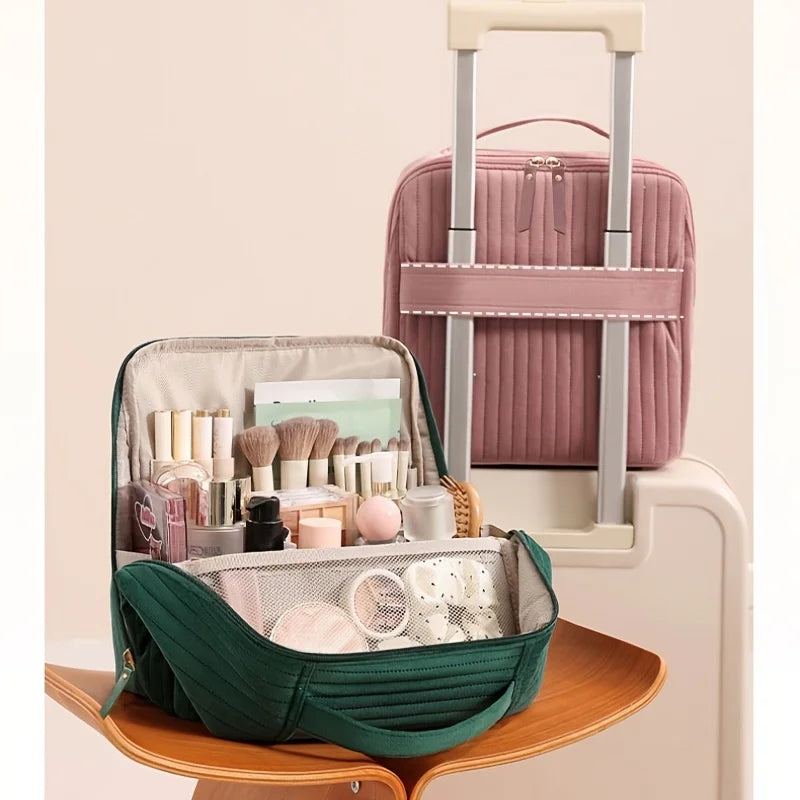 Large Capacity Vertical Travel Makeup Bag & Brush Organizer Travel Cosmetic Bag Babs