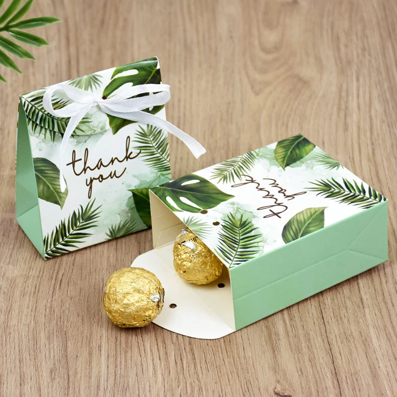 Thank You Candy Gift Boxes – Green Leaf Party Favor Bags Party Favor Gift Boxes Babs