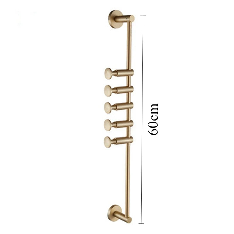 Wall Mounted Brass Coat Rack – 6-Hook Adjustable Metal Hanger Wall Coat Rack Babs Gold-5 Hooks