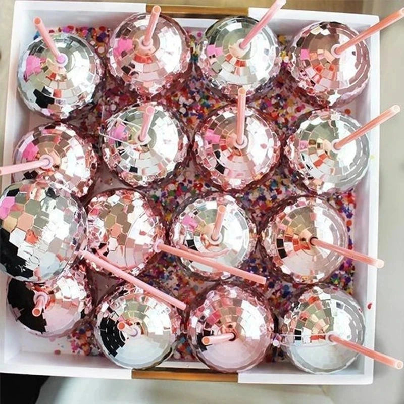 5-Pack Disco Ball Cups with Straws – Bridal & Party Supplies Party Cups Set Babs