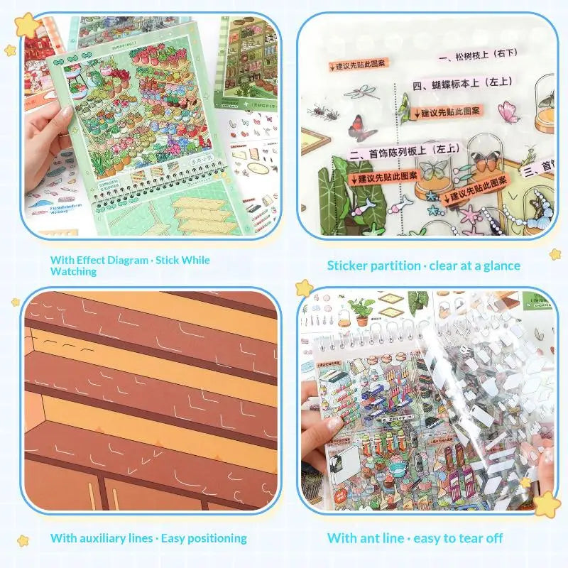 3D Shop Scene DIY Sticker Book – 10-in-1 Scrapbook Album DIY Craft Sticker Book Babs