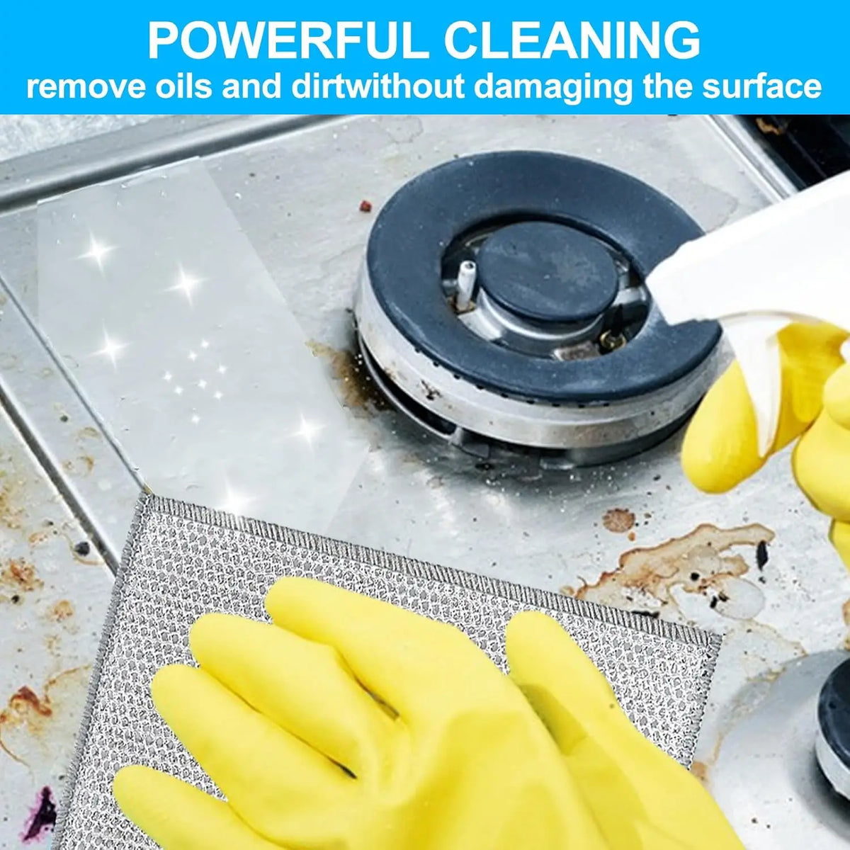 Magic Microfiber Dishcloth – Silver Wire & Built-In Sponge Pad Kitchen Cleaning Cloth Babs