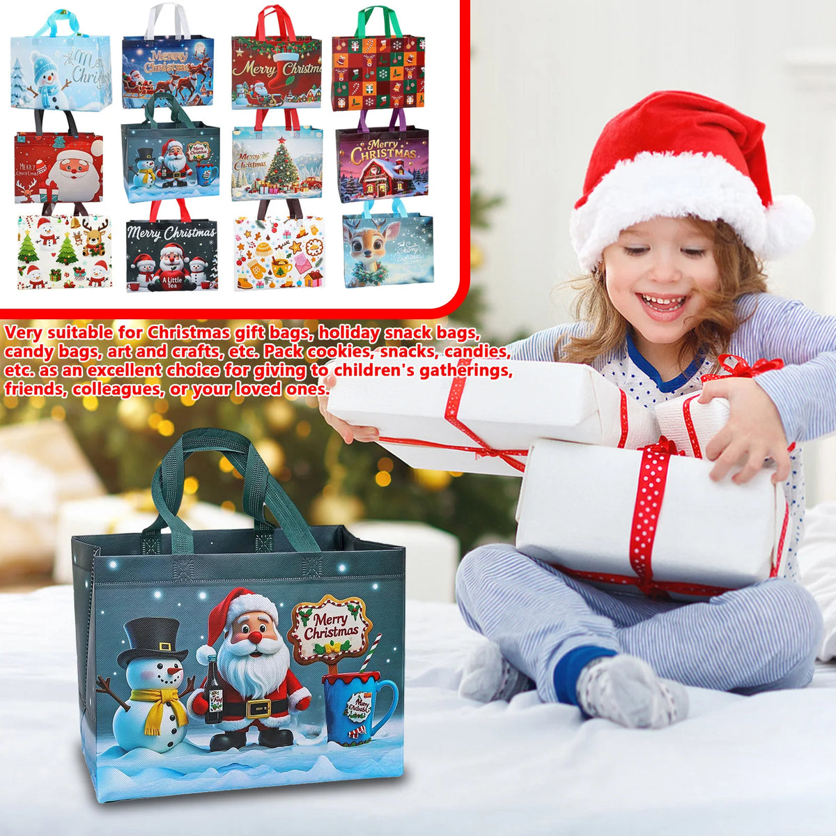 Reusable Non-Woven Christmas Gift Bags with Handles Christmas Gift Bags Babs