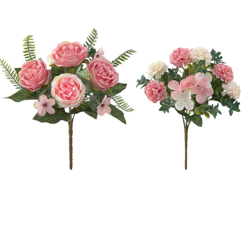 Artificial Silk Peony & Hydrangea Bouquet – Wedding Home Décor Artificial Flower Bouquet Babs Pink 2pcs
