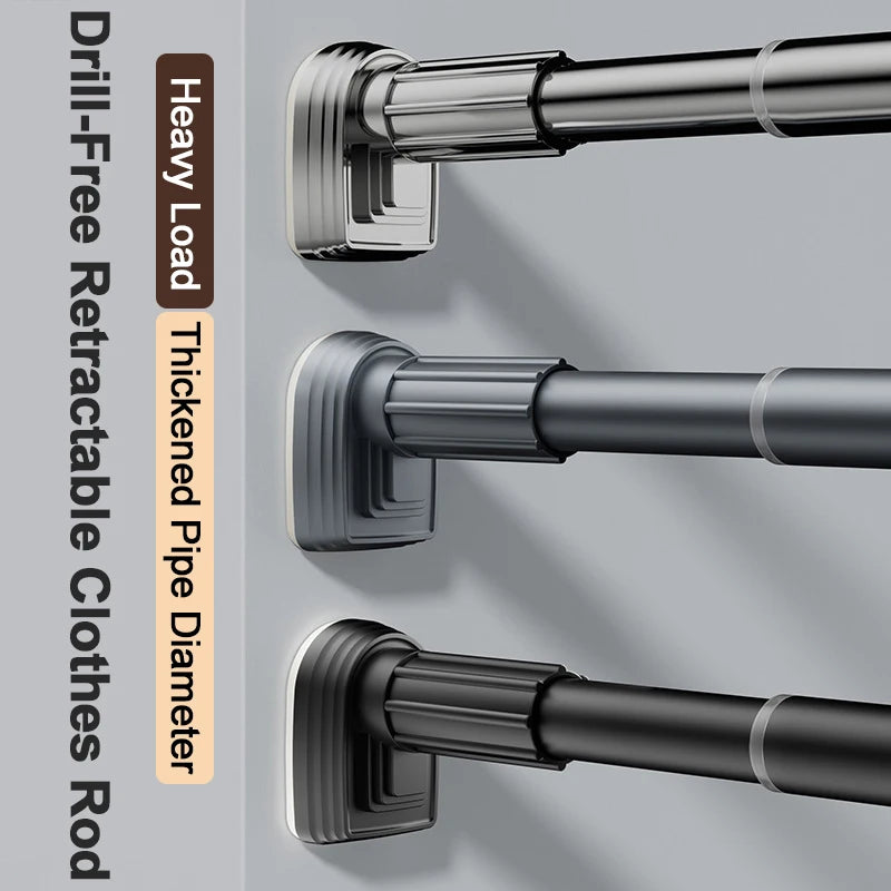 Adjustable Telescopic Shower Curtain Rod – No-Drill Steel Shower Curtain Rod Babs