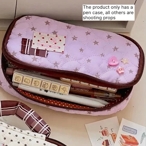 Korean Retro Polka Dot Pencil Case – Large Capacity Pen Bag Pencil Case Babs PURPLE