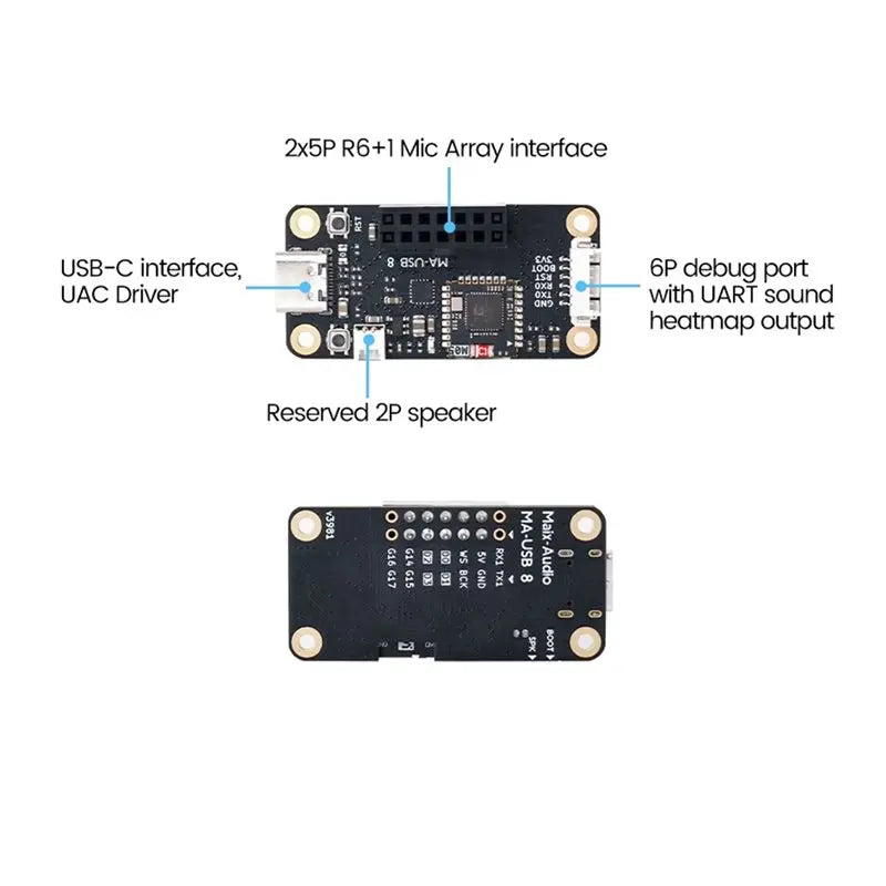 MA-USB8 12-Directional Beamforming Drive Board for 6+1 Mic Array Microphone Drive Board Babs