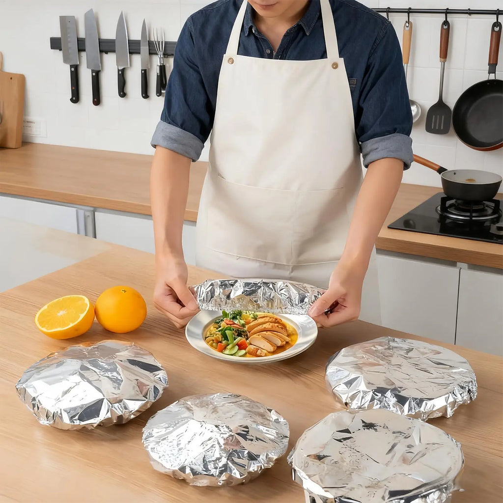 10-Pack Reusable Aluminum Foil Food Covers for Bowls & Dishes Food Storage Covers Babs