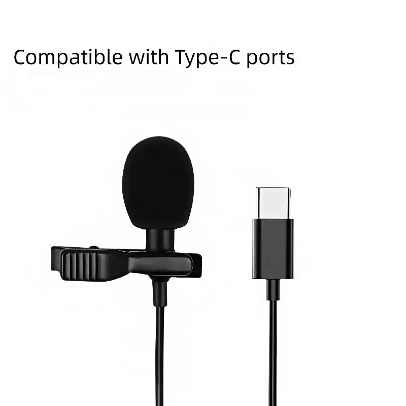 HUXUAN Clip-on Lapel Condenser Mic – USB 3.5mm Type-C Lapel Condenser Microphone Babs A2