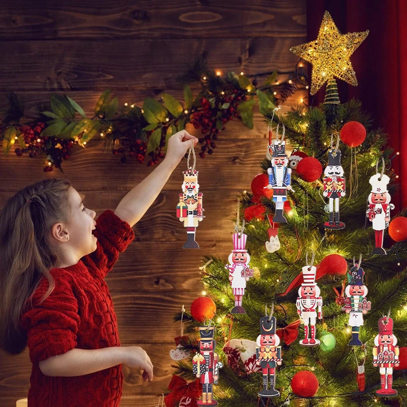 20Pcs Wooden Nutcracker Soldier Christmas Tree Ornaments Christmas Tree Ornaments Babs