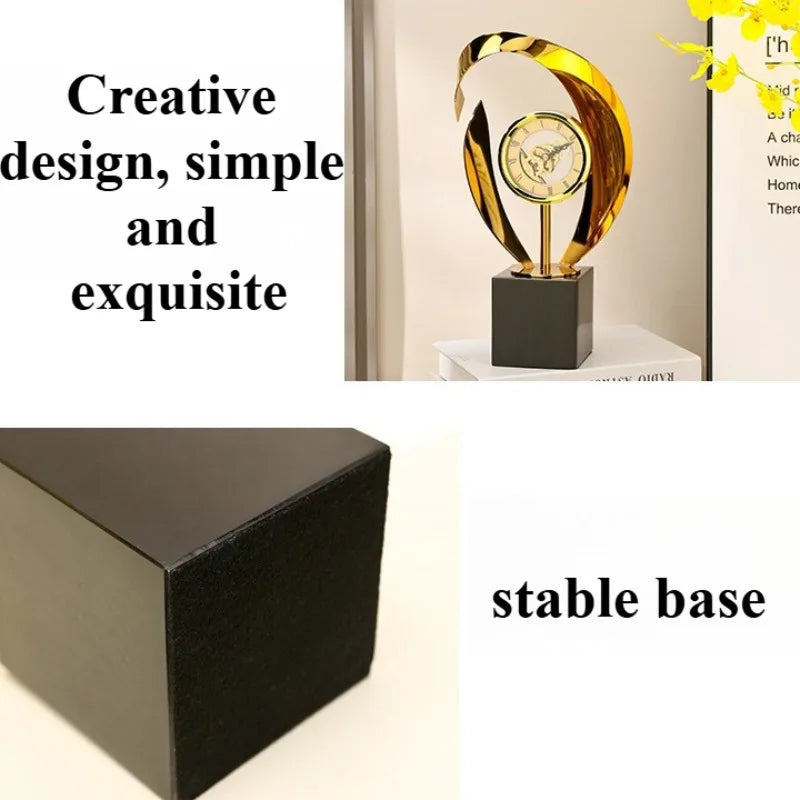 Luxury Metal Sculpture Table Clock – Geometric Home Decor Decorative Table Clock Babs