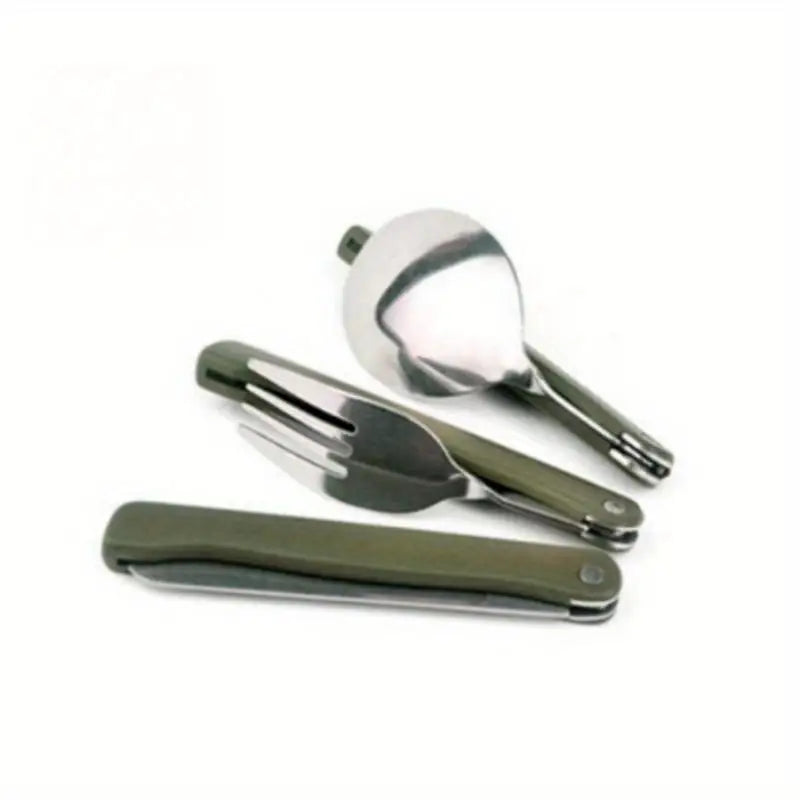 Military Green Folding Knife Camping Cutlery Set with Bag Camping Cutlery Set Babs