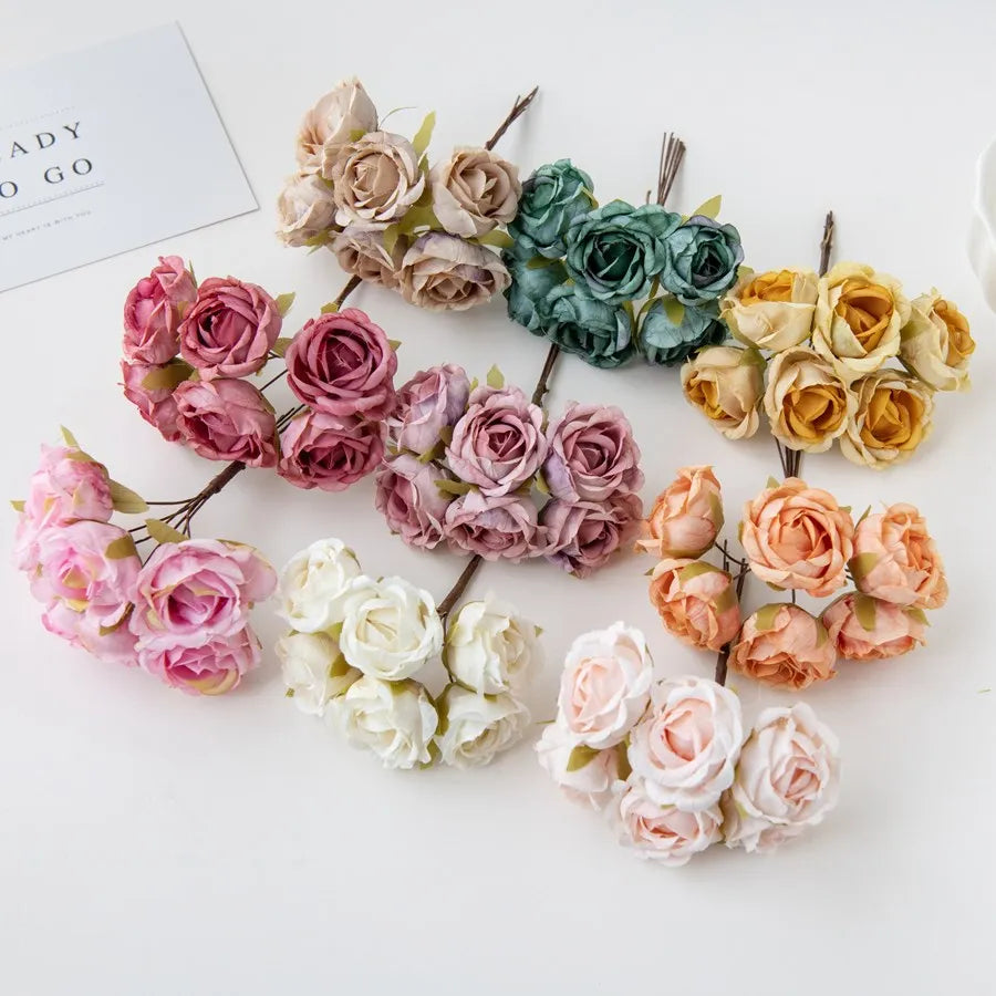 Artificial Silk Tea Rose Bouquet for Wedding & Home Decor Artificial Flower Bouquet Babs