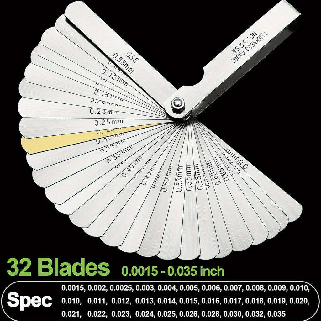32-Piece Stainless Steel Feeler Gauge Set – Precision Gap Tool Feeler Gauge Set Babs