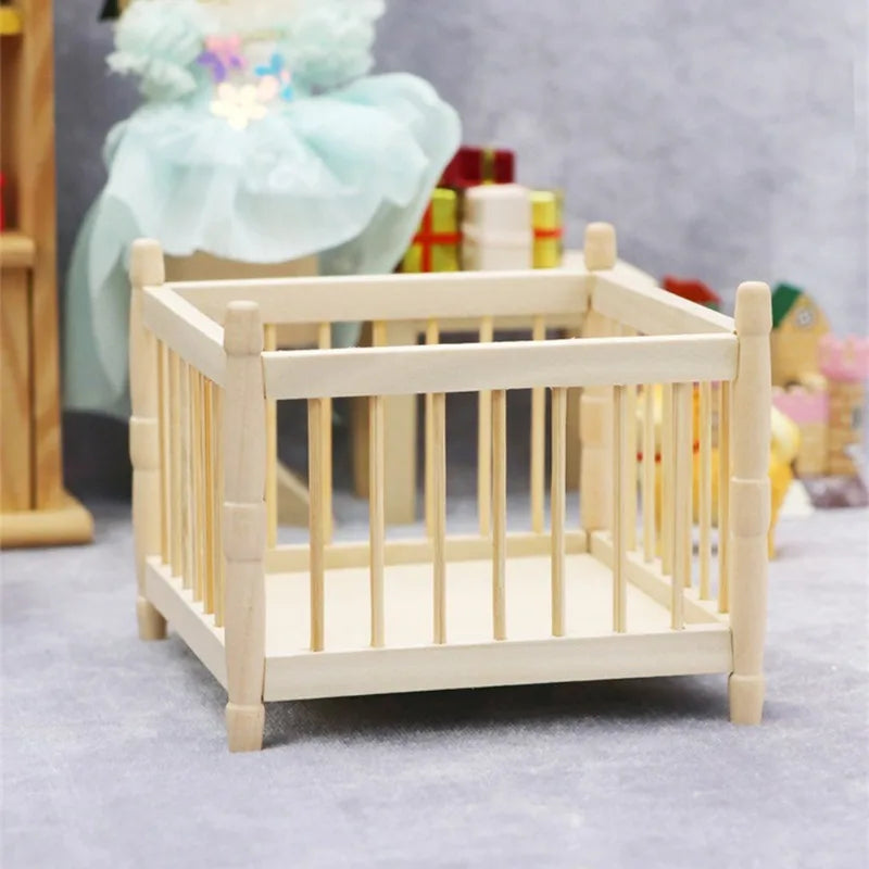 1:12 Scale Dollhouse Miniature Baby Bed – Wooden DIY Craft Dollhouse Miniature Furniture Babs
