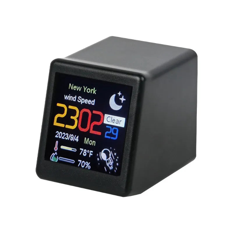 Smart WiFi Weather Desk Clock – Mini LCD Digital Table Clock Smart Desk Clock Babs Black