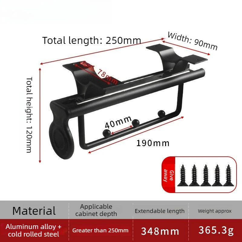 Telescopic Wardrobe Hanging Rod – Retractable Clothes Rack Wardrobe Hanging Rod Babs A-250mm